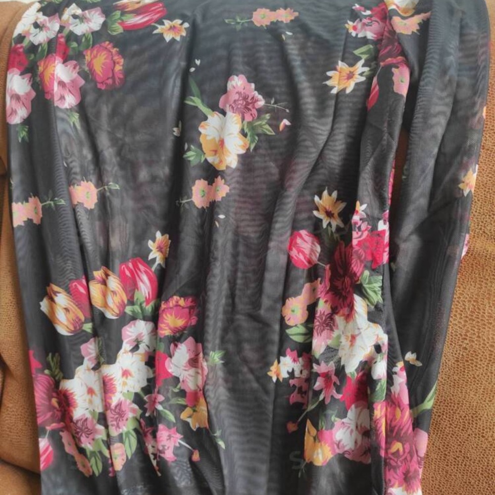 Floral mesh long sleeve top womens - Picture 5 of 8